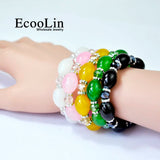 5 Pcs/Lot Crystal Gem Rhinestone Bracelets & Bangles, Mixed Colors