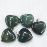 5 Pcs Natural Indian Agate Stone Pendant Heart Shape 30mm