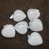 5Pcs Natural Rose Quartz Big Heart Stone Pendant Charms 30mm for Necklace