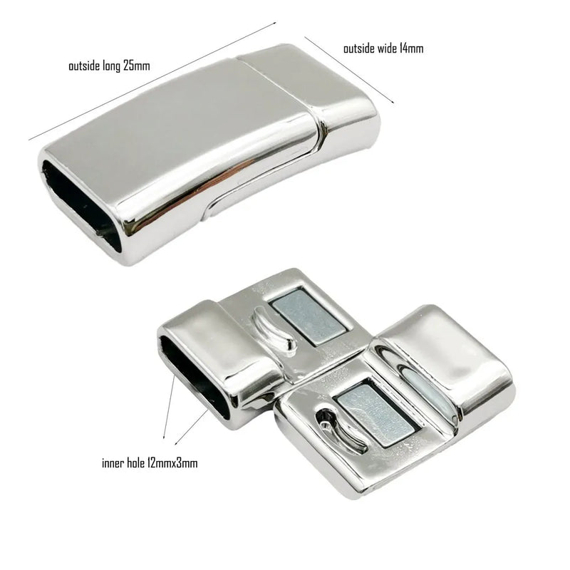 5 Strong Magnetic Clasps Closure 12x3mm Leather Strip Glue Watchband Clasps