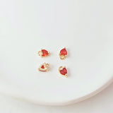 5pc 14K Copper Clad Zirconium Peach Pendant DIY Bracelet Earring Accessories