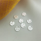 5 Pcs 6mm 925 Sterling Silver Round Disc Charms, Textured Disc, Supplies