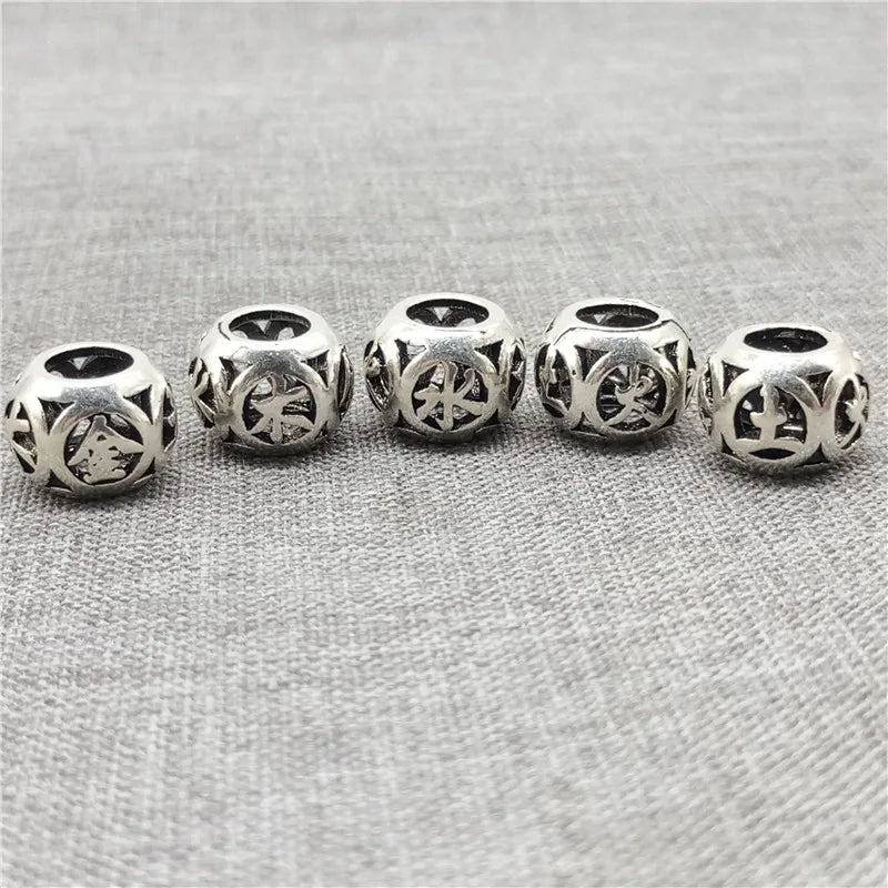 925 Silver Chinese 5 Elements Beads for Necklace Bracelet Spacer