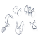 5-Piece Double C Cartilage U-shaped Ear Clip Set, No Ear Hole Earrings