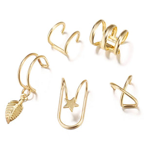5-Piece Double C Cartilage U-shaped Ear Clip Set, No Ear Hole Earrings