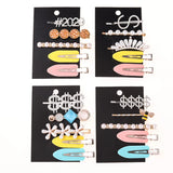 5pc Crystal Rhinestone Letter Pearl Hairpin Set Styling Accessory