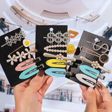 5pc Crystal Rhinestone Letter Pearl Hairpin Set Styling Accessory