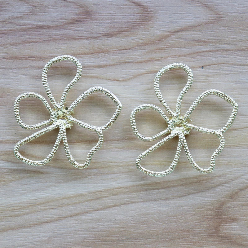 5pcs Hollow Flower Charms Pendants for DIY Earrings 37x42mm