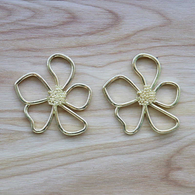 5pcs Hollow Flower Charms Pendants for DIY Earrings 37x42mm