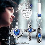 Heart Ashes Urn Necklace Ocean Crystal Cremation Pendant