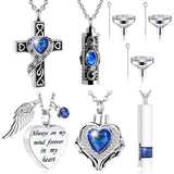 Heart Ashes Urn Necklace Ocean Crystal Cremation Pendant