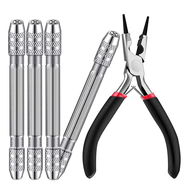 5-Piece DIY Jewelry Making Tools Set with Twisted Copper Wire Jewelry Pliers