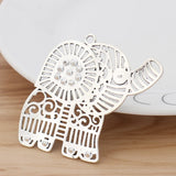 5Pcs Filigree Elephant Charms for DIY Necklace Making 54x52mm