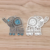 5Pcs Filigree Elephant Charms for DIY Necklace Making 54x52mm