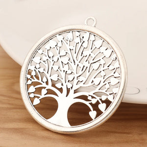 5 Large Hollow Life Tree Round Tibetan Silver Charms Pendant 58x53mm