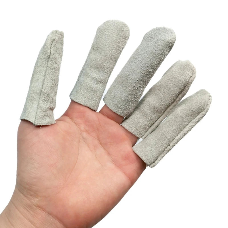 5 Leather Finger Sleeves Anti-scald Anti-prick Finger Cots Cut Resistant