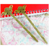 5Pcs 42.5*132MM Antique Flower Bookmark Charms Hairpin Pendant Findings
