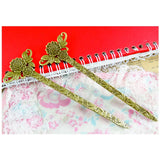 5Pcs 42.5*132MM Antique Flower Bookmark Charms Hairpin Pendant Findings