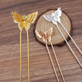 5 Copper Butterfly Hair Sticks Palace Hair Forks DIY Jewelry Findings