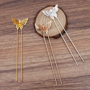 5 Copper Butterfly Hair Sticks Palace Hair Forks DIY Jewelry Findings