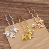 5 Metal Leaf Copper Hair Forks Hair Sticks Hairpins Headwear DIY Hair Accessorie