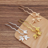 5 Metal Leaf Copper Hair Forks Hair Sticks Hairpins Headwear DIY Hair Accessorie