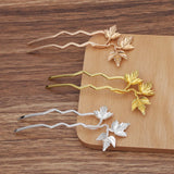 5 Metal Leaf Copper Hair Forks Hair Sticks Hairpins Headwear DIY Hair Accessorie