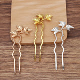 5 Metal Leaf Copper Hair Forks Hair Sticks Hairpins Headwear DIY Hair Accessorie