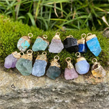 5 Natural Stone Single Hole Pendants Pink Crystal Reiki Stone for Jewelry Making