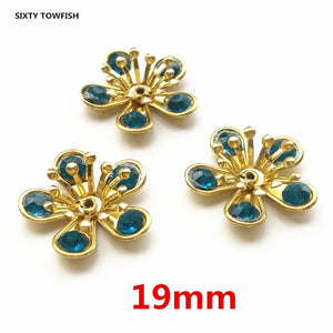 5-Piece Drip Oil Flower Brass Button for DIY Clothing Bags Jewelry