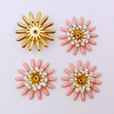 5-Piece Drip Oil Flower Brass Button for DIY Clothing Bags Jewelry