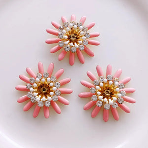 5-Piece Drip Oil Flower Brass Button for DIY Clothing Bags Jewelry