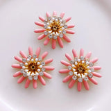 5-Piece Drip Oil Flower Brass Button for DIY Clothing Bags Jewelry