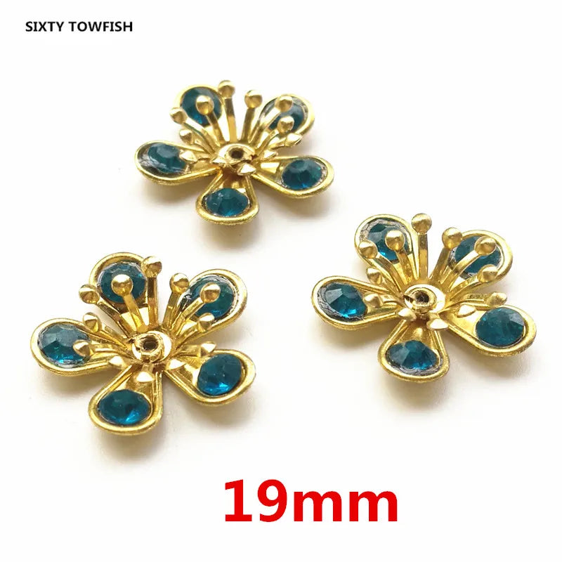 5-Piece Drip Oil Flower Brass Button for DIY Clothing Bags Jewelry