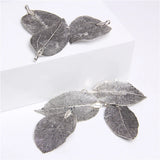 5 Real Leaves Pendants Hollow Leaf Charm Beads for DIY Jewelry Making