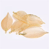 5 Pcs Rose Leaf Necklace Pendant Natural Eletroplant Charm DIY Jewelry Accessory