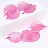5 Pcs Rose Leaf Necklace Pendant Natural Eletroplant Charm DIY Jewelry Accessory