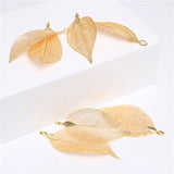 5 Pcs Rose Leaf Necklace Pendant Natural Eletroplant Charm DIY Jewelry Accessory