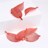 5 Pcs Rose Leaf Necklace Pendant Natural Eletroplant Charm DIY Jewelry Accessory