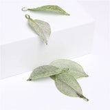 5 Pcs Rose Leaf Necklace Pendant Natural Eletroplant Charm DIY Jewelry Accessory
