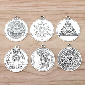 5 Silver Large Tetragrammaton Pentagram Pentacle Charms Pendants 35mm