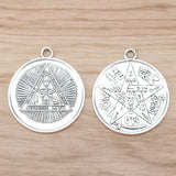 5 Silver Large Tetragrammaton Pentagram Pentacle Charms Pendants 35mm