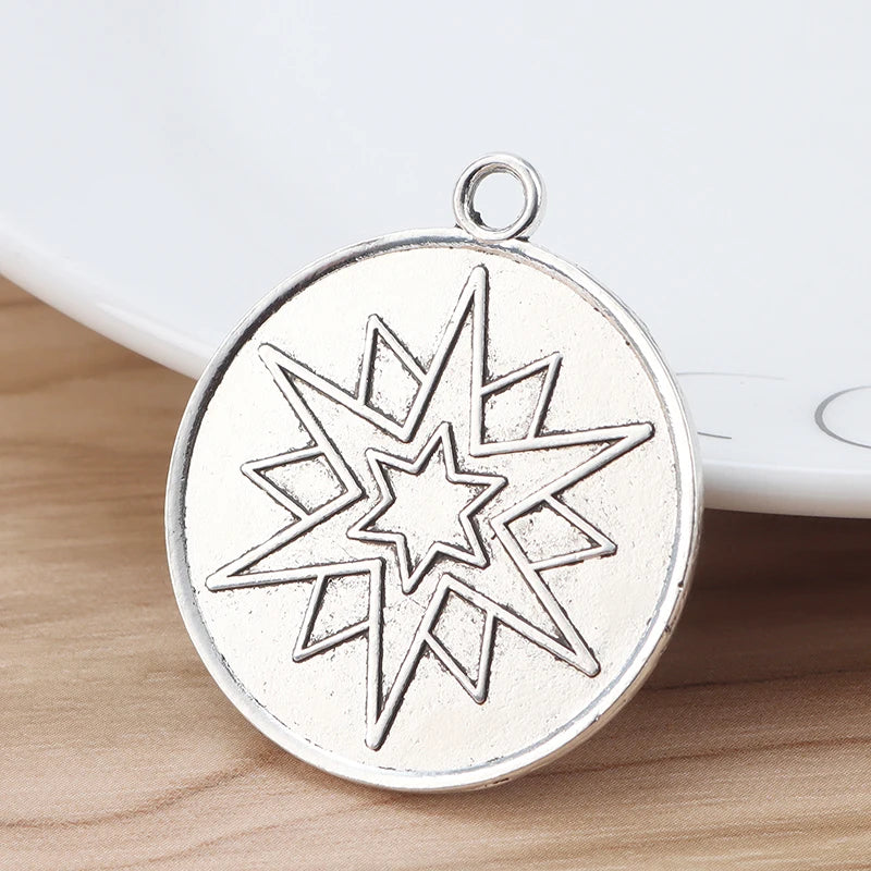 5 Silver Large Tetragrammaton Pentagram Pentacle Charms Pendants 35mm