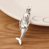 5-Piece Tibetan Silver 3D Mermaid Charms Pendants for Jewelry Making