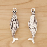5-Piece Tibetan Silver 3D Mermaid Charms Pendants for Jewelry Making