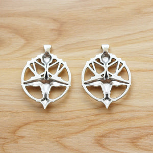 5 Tibetan Silver Baphomet Devil Goat Head Charms 35x46mm