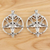 5 Tibetan Silver Baphomet Devil Goat Head Charms 35x46mm