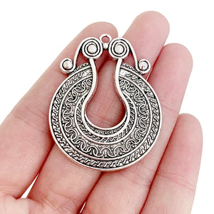 5 Tibetan Silver Round Charms Pendants for DIY Jewelry Making
