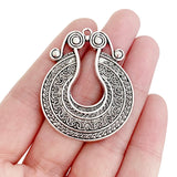5 Tibetan Silver Round Charms Pendants for DIY Jewelry Making