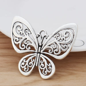 5 Tibetan Silver Large Butterfly Charms Pendants for DIY Necklace